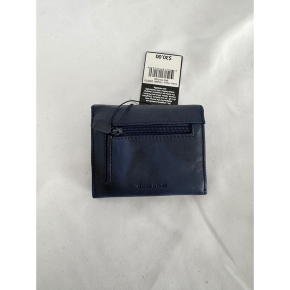 Julia Buxton RFID Wallet Genuine Leather Small‎ Trifold NavyREVIEW PHOTOS - Picture 3 of 6